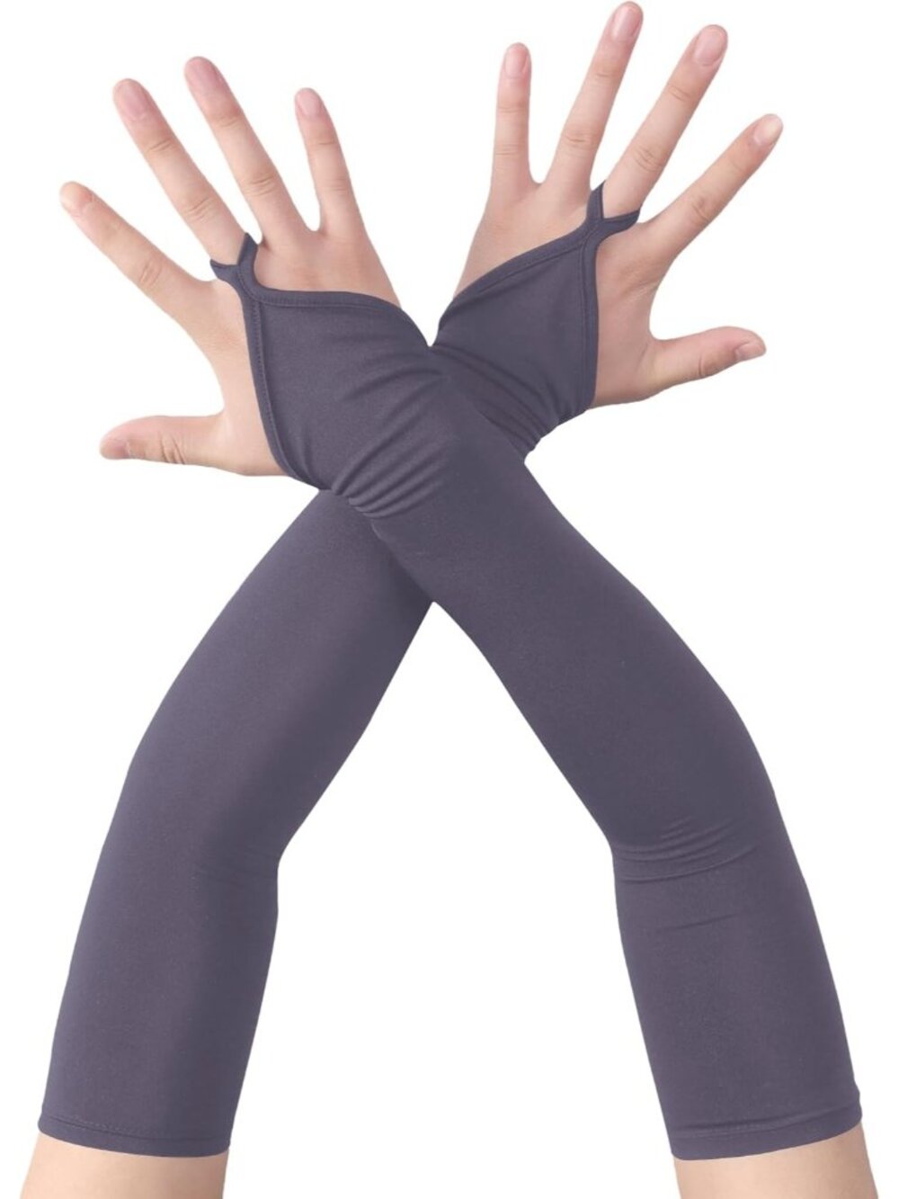 Women's Grey Fingerless Elbow-Length Opera Pageants Halloween Vintage Gloves